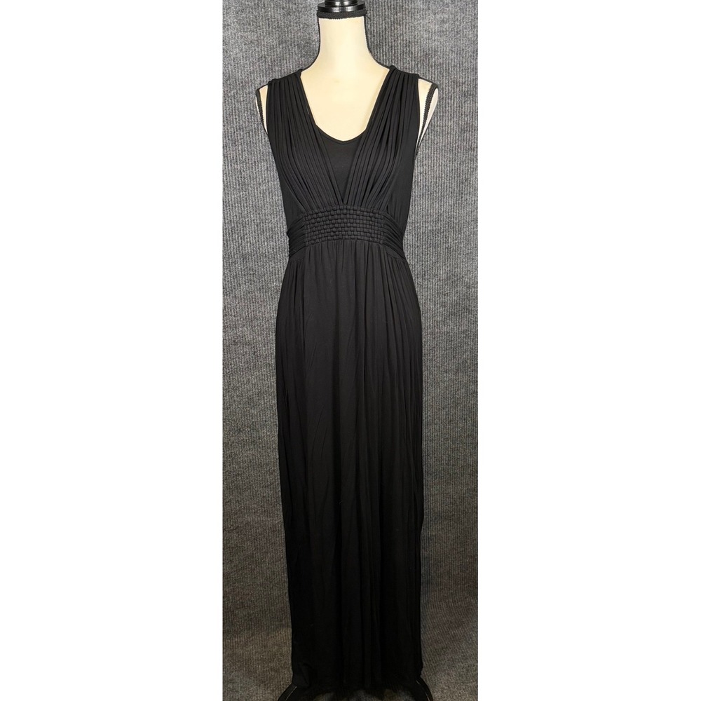 Neiman Marcus Sleeveless Maxi Dress Womens M Black Stretchy Elevated Casual